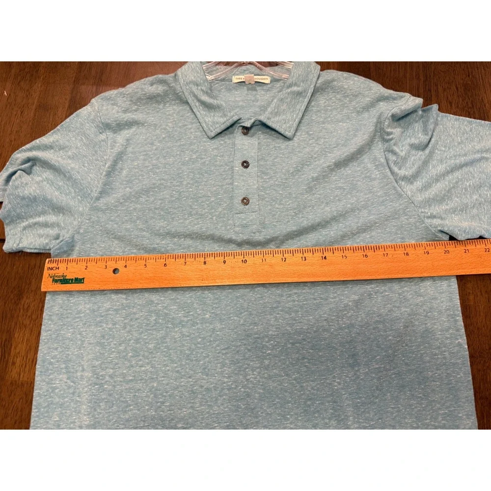 Threads 4 Thought Mens Polo Shirt‎ Medium Blue Heathered Short Sleeve Collared